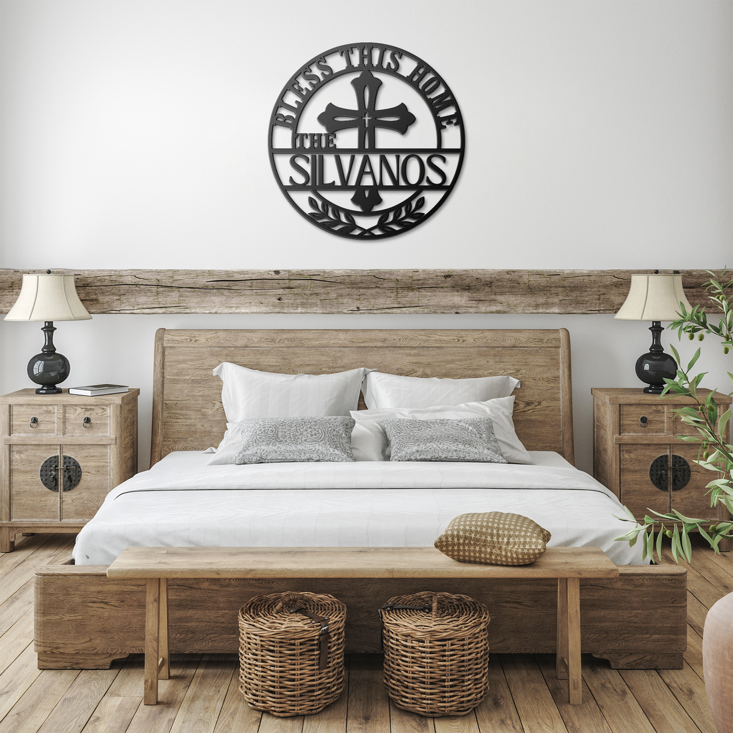 Bless This Home Metal Sign Personalized Family Name Wall Art