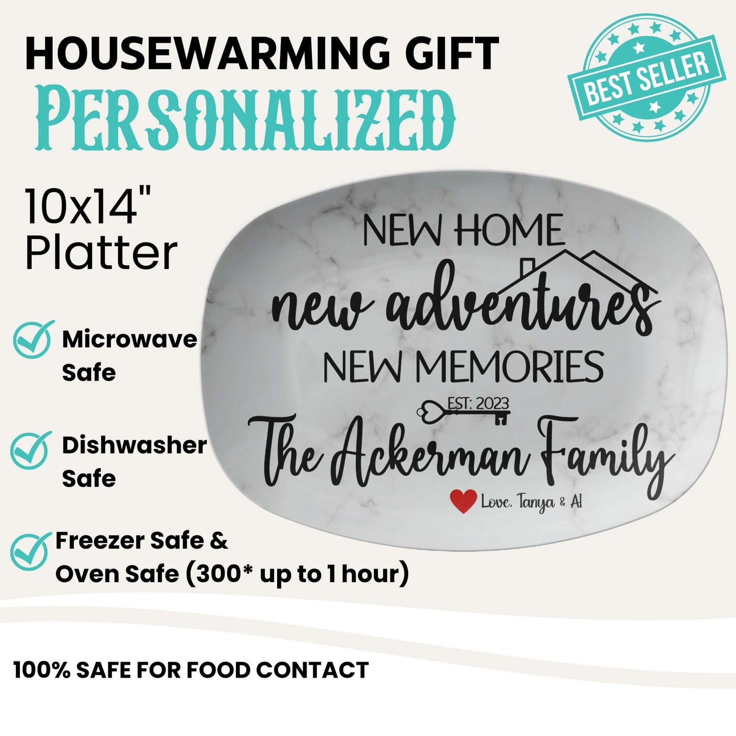New Home New Adventures Housewarming Personalized Serving Platter