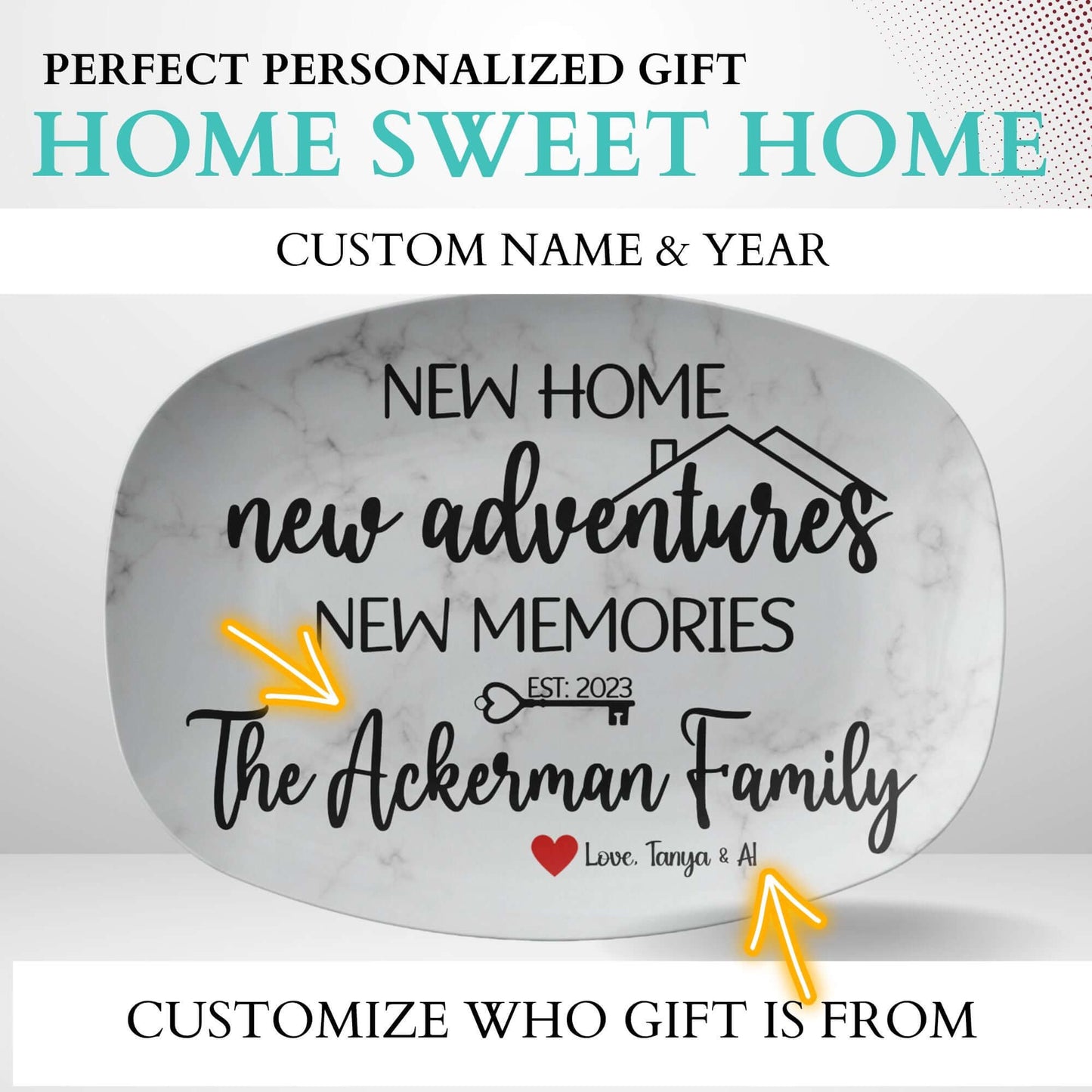 New Home New Adventures Housewarming Personalized Serving Platter