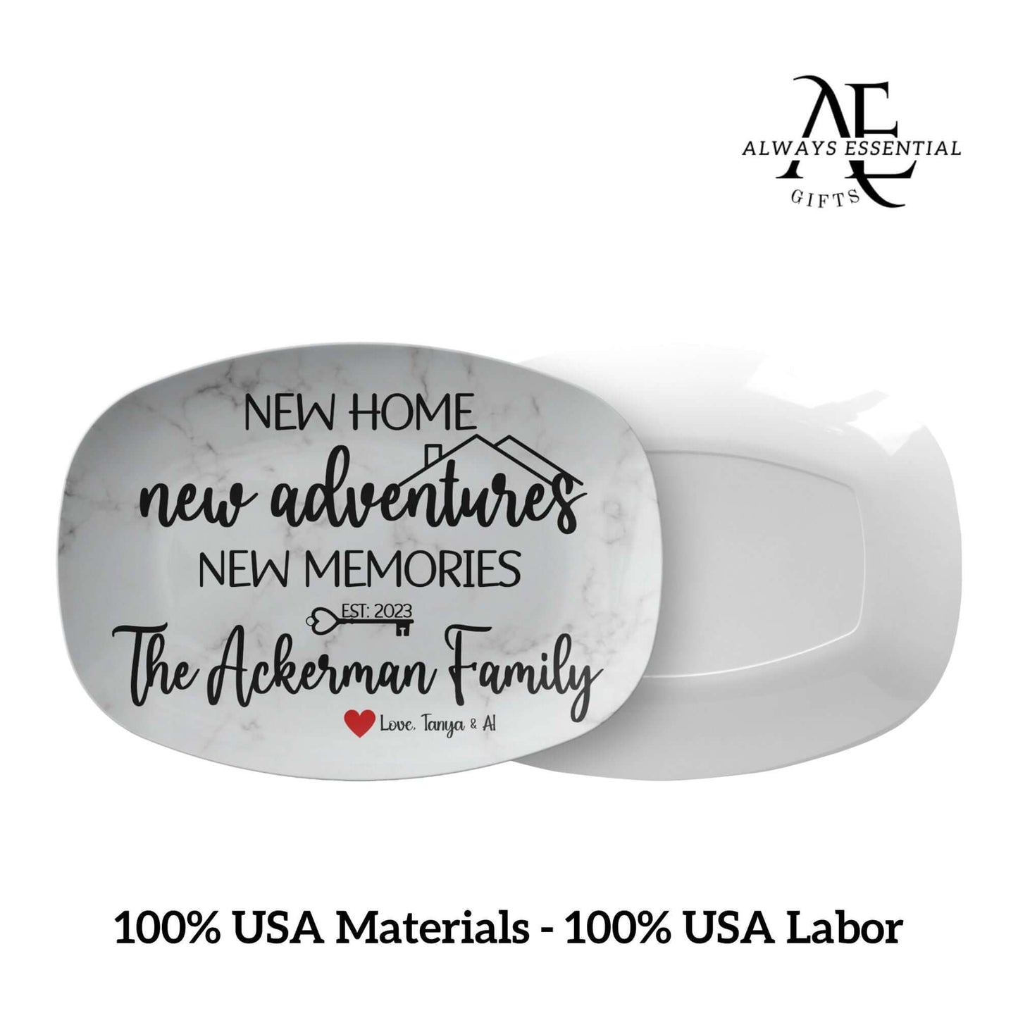 New Home New Adventures Housewarming Personalized Serving Platter