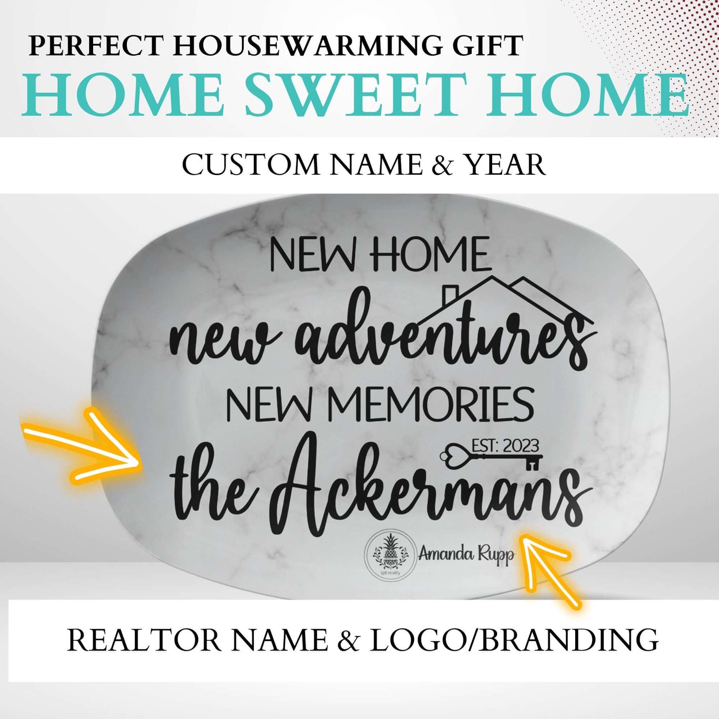 New Home New Adventures Housewarming Personalized Serving Platter