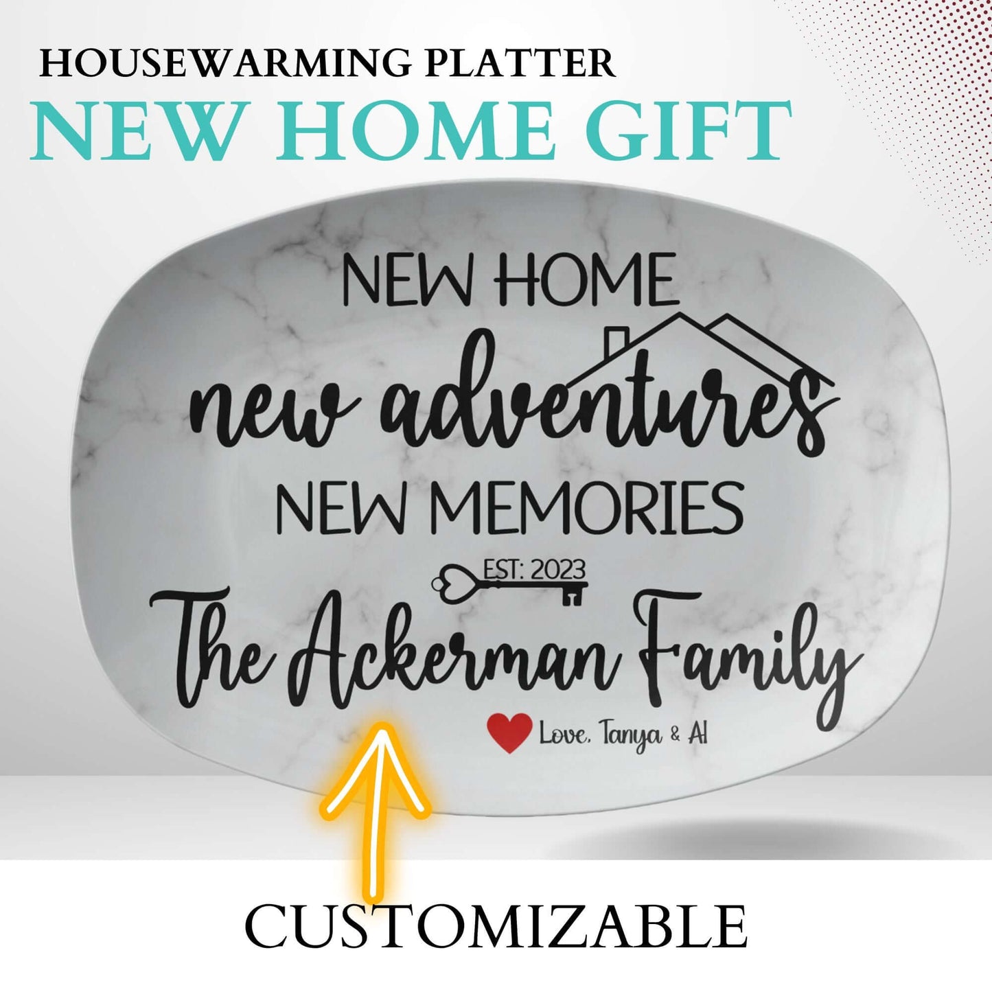New Home New Adventures Housewarming Personalized Serving Platter