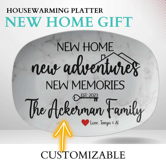 New Home New Adventures Housewarming Personalized Serving Platter