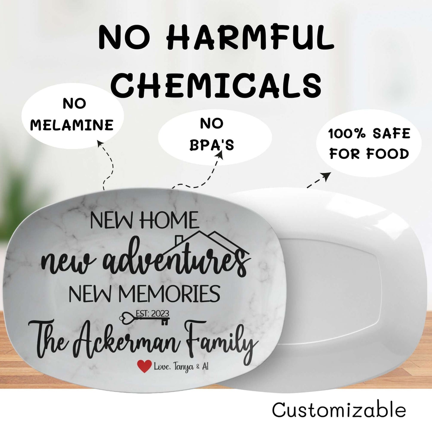 New Home New Adventures Housewarming Personalized Serving Platter