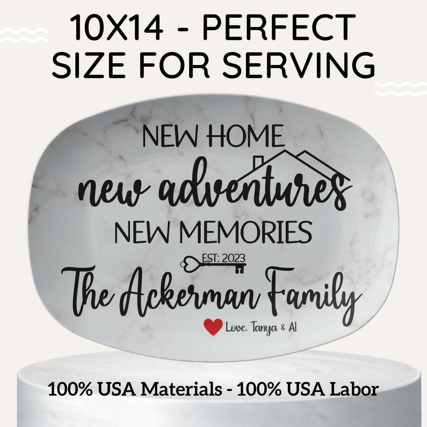 New Home New Adventures Housewarming Personalized Serving Platter