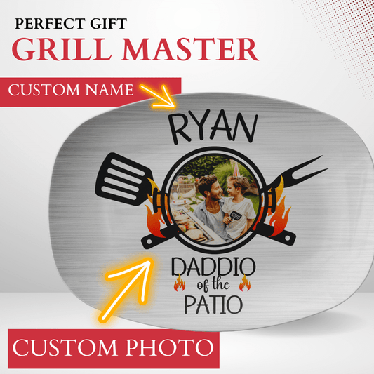 BBQ Gifts, Custom Platter, Grill Master, Grilling Plate, Daddio Of The Patio