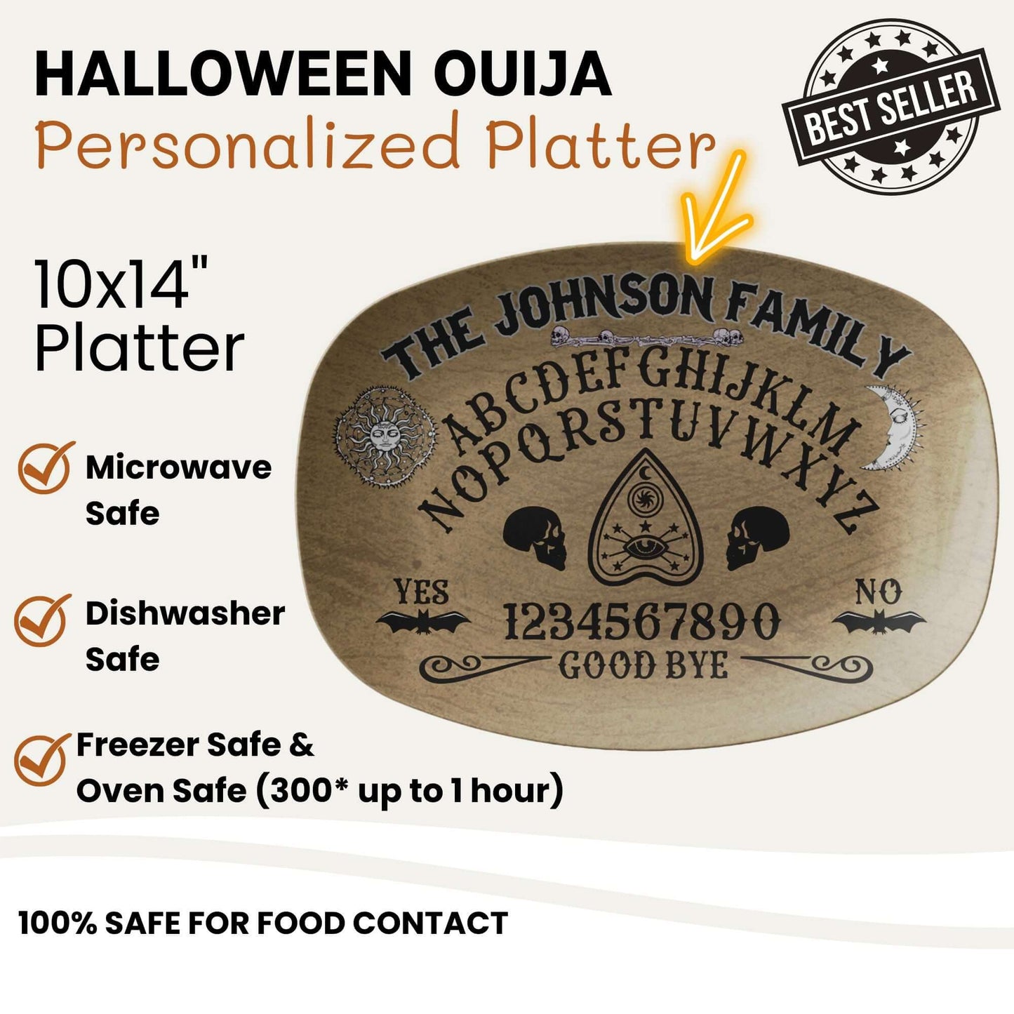 Ouija Board Personalized Platter, Custom Serving Tray