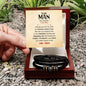 To My Man Vegan Leather Bracelet, With Personalized Card Stepped Up Dad