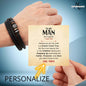 To My Man Vegan Leather Bracelet, With Personalized Card Stepped Up Dad
