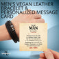 To My Man Vegan Leather Bracelet, With Personalized Card Stepped Up Dad