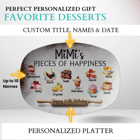 Personalized Grandma Gift Serving Platter With Grandkids Names