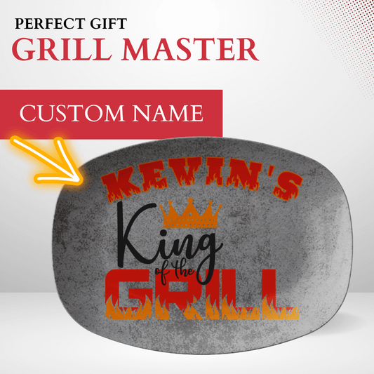 King Of The Grill - Personalized Grilling Plate - BBQ Gifts