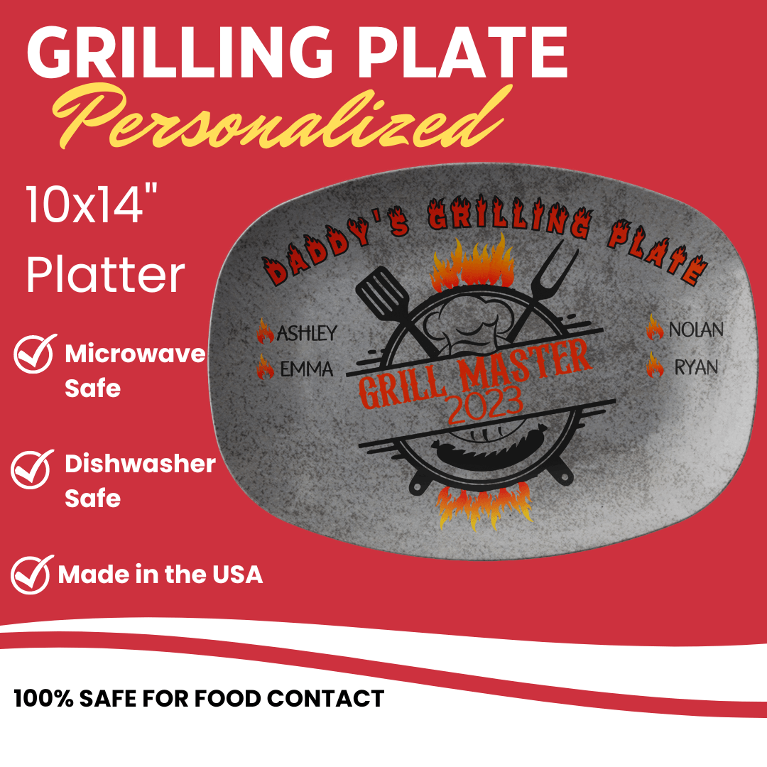BBQ Gifts, Personalized Grilling Plate, Grill Master, Custom Platter
