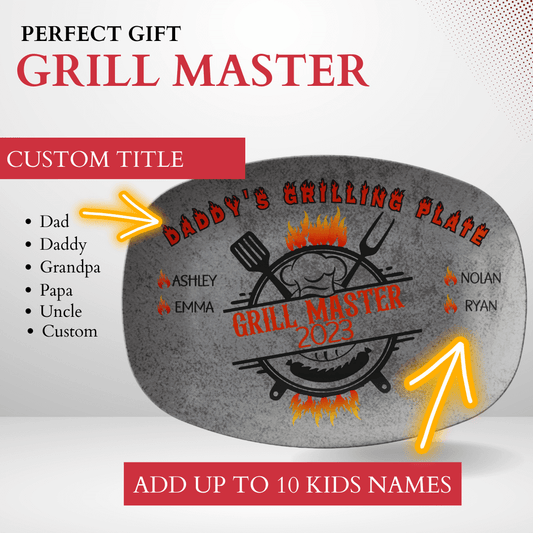 BBQ Gifts, Personalized Grilling Plate, Grill Master, Custom Platter