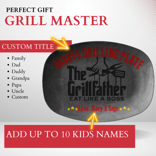 The Grillfather Eat Like A Boss Personalized Name Grilling Plate