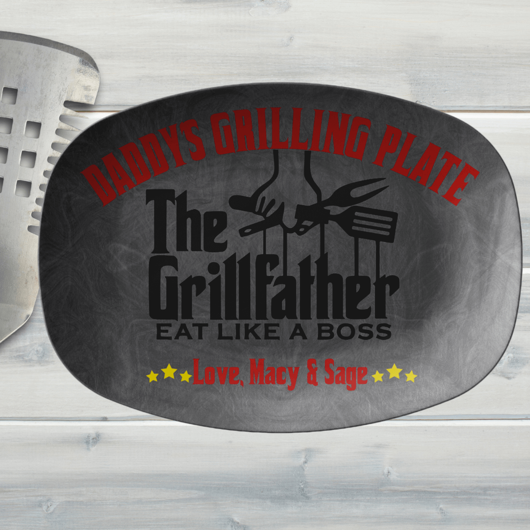 The Grillfather Eat Like A Boss Personalized Name Grilling Plate