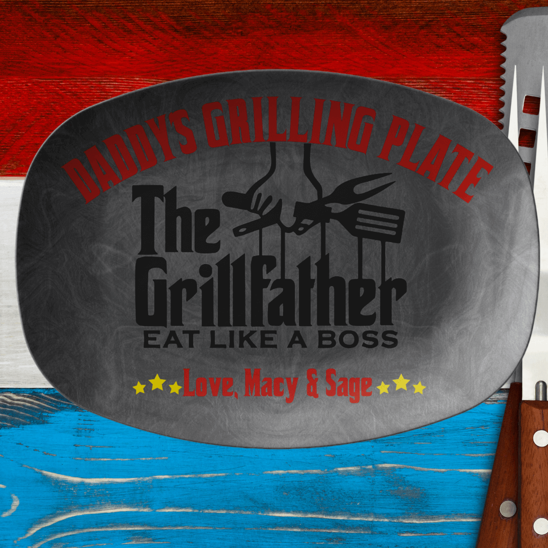 The Grillfather Eat Like A Boss Personalized Name Grilling Plate
