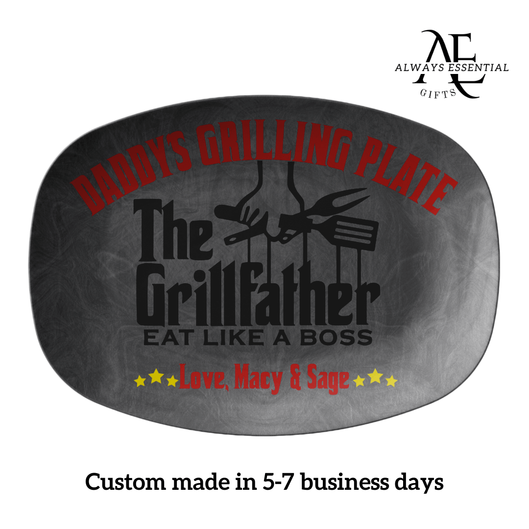 The Grillfather Eat Like A Boss Personalized Name Grilling Plate