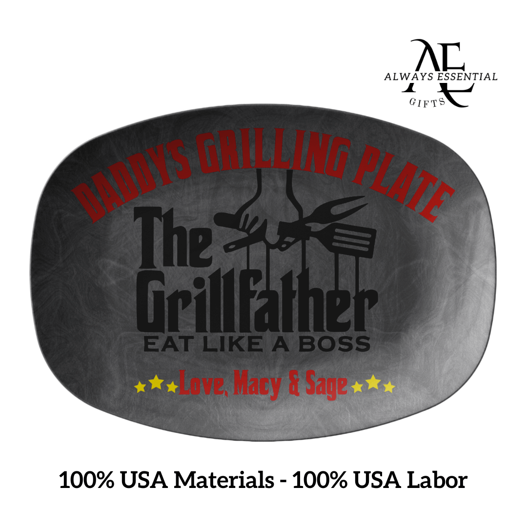 The Grillfather Eat Like A Boss Personalized Name Grilling Plate