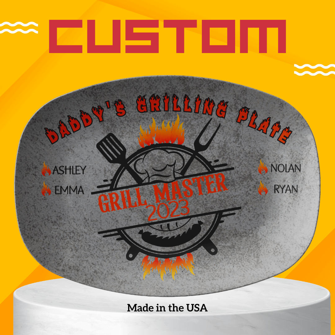 BBQ Gifts, Personalized Grilling Plate, Grill Master, Custom Platter