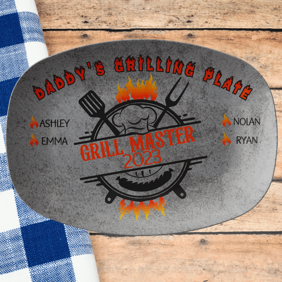 BBQ Gifts, Personalized Grilling Plate, Grill Master, Custom Platter