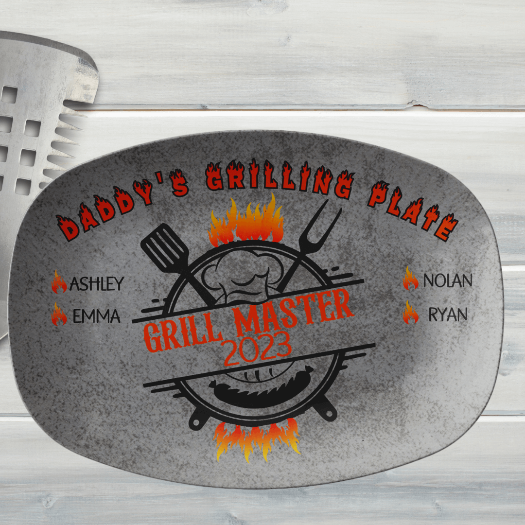 BBQ Gifts, Personalized Grilling Plate, Grill Master, Custom Platter