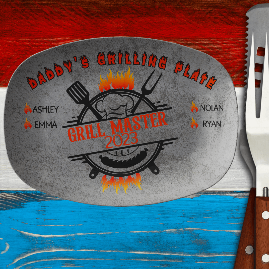 BBQ Gifts, Personalized Grilling Plate, Grill Master, Custom Platter