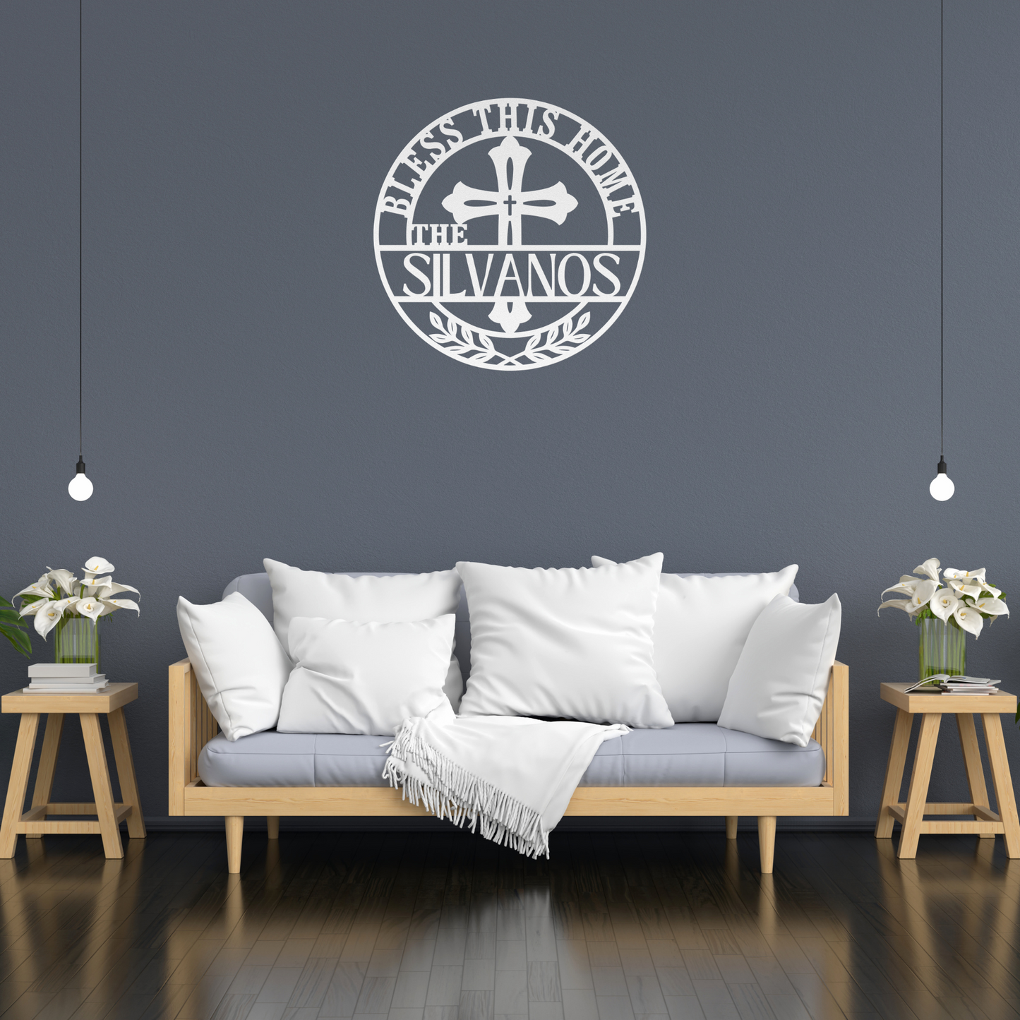 Bless This Home Metal Sign Personalized Family Name Wall Art