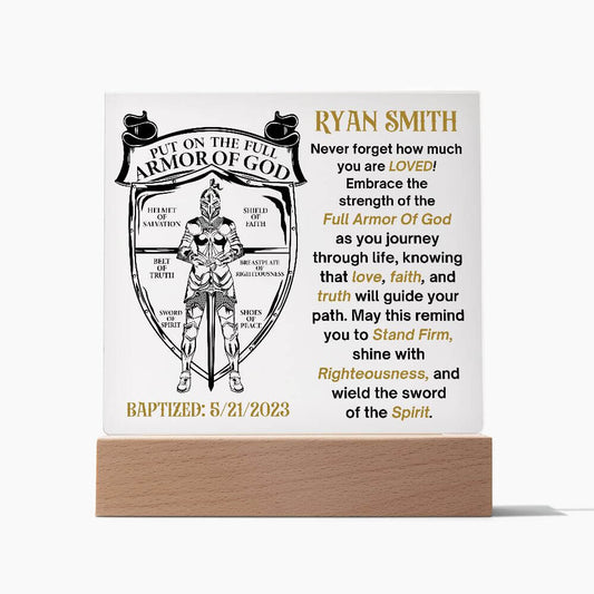 Personalized Custom Acrylic Plaque For Baptism, Armor Of God, Religious Gift