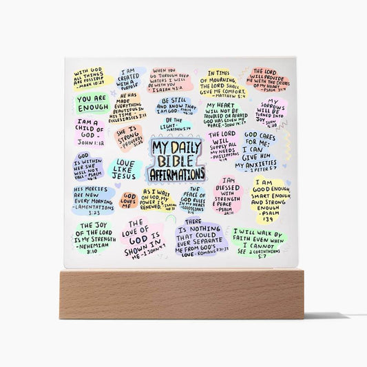 Faithful Daily Bible Affirmations Acrylic Plaque, Inspirational Christian Decor For Office, NightStand, or Desk