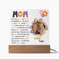 Personalized Boho Chic Photo Acrylic Plaque - Heartfelt Gift for Mom | LED Options Available