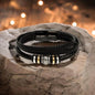 To My Man Vegan Leather Bracelet, With Personalized Card Stepped Up Dad
