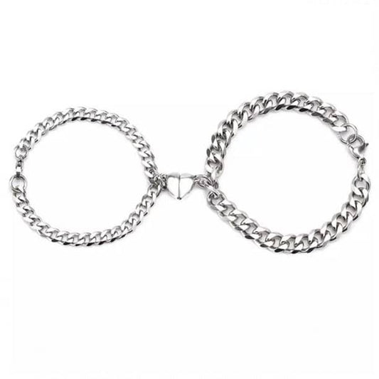 2 Piece Couples Bracelet Heart Shape Magnetic Set - Matching Bracelet Gift For Him/Her