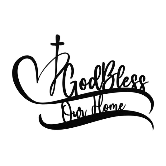 God Bless Our Home Wall Decor - Steel Sign - Metal Wall Sign For Home