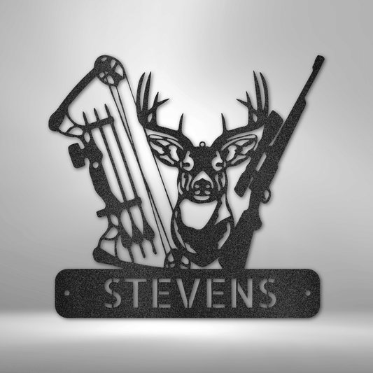 Deer Hunter Monogram Outdoorsman Personalized Name Metal Wall Sign