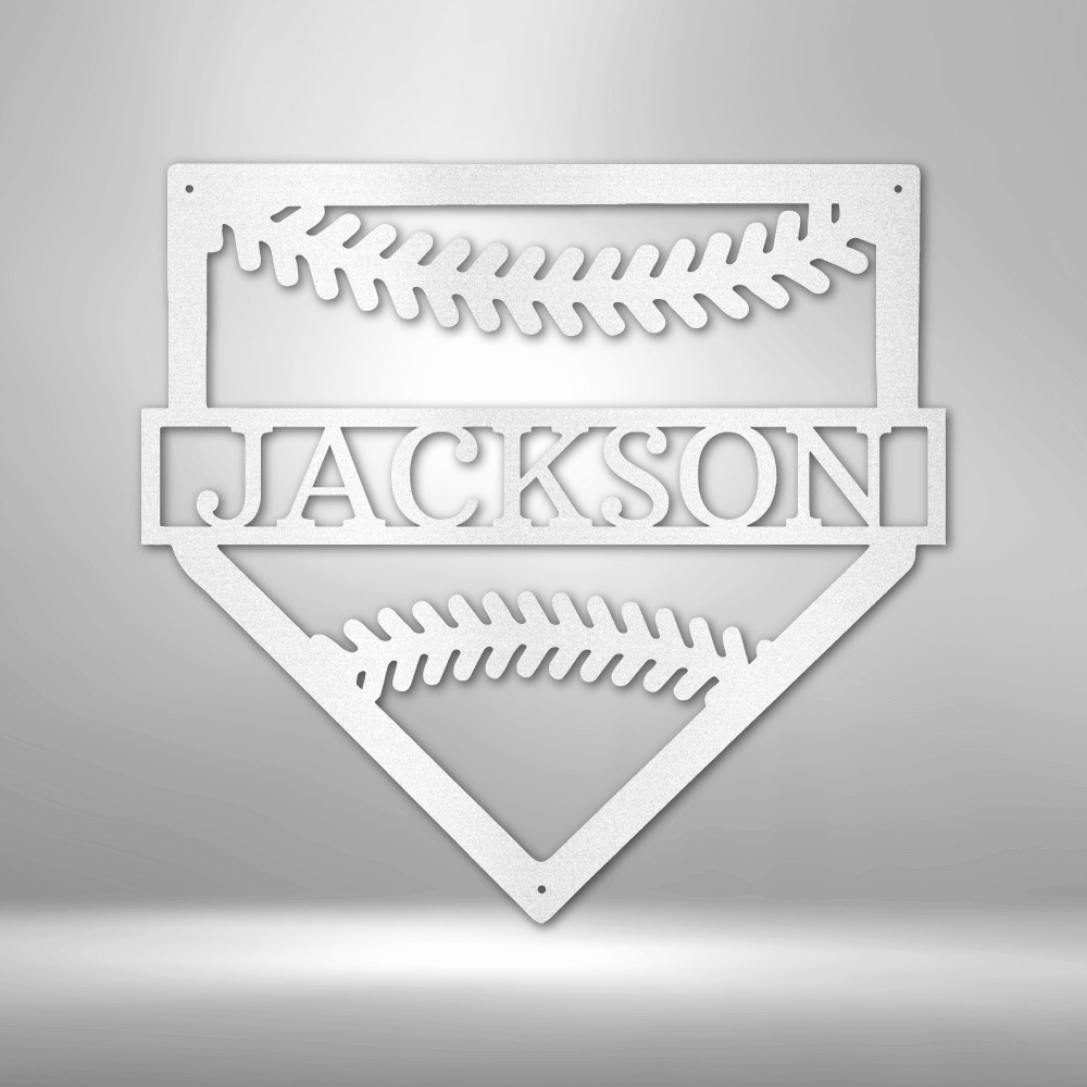 Personal Home Base - Baseball Player Custom Name Metal Wall Sign