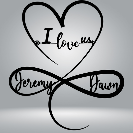 Infinity Heart Custom Metal Wall Art - Always & Forever Infinity - Personalized Names