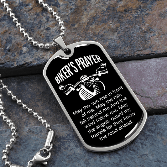 Biker's Prayer Dog Tag Chain - Biker Gift Ideas - Always Essential Gifts
