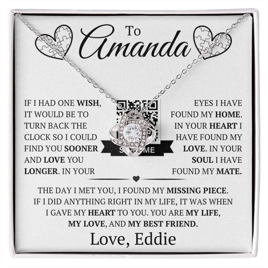 Personalized To (Name) Love (Your Name) - I Found My Missing Piece - Love Knot Necklace