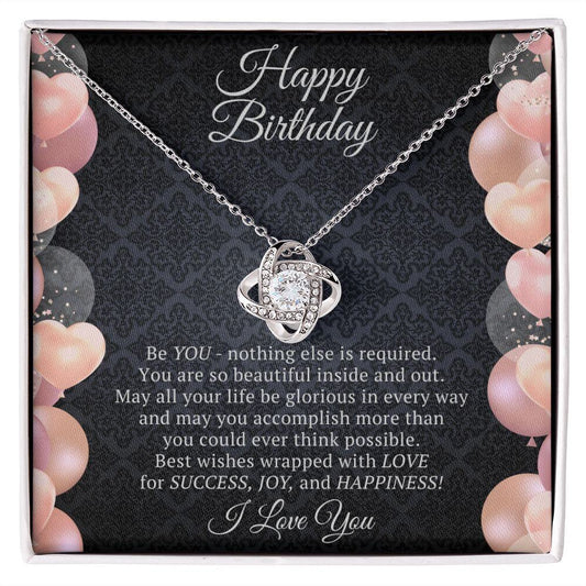 Birthday Gifts For Girls, Knot of Love White Gold Necklace With Meaningful Message, Birthday Gift Necklace Teenager