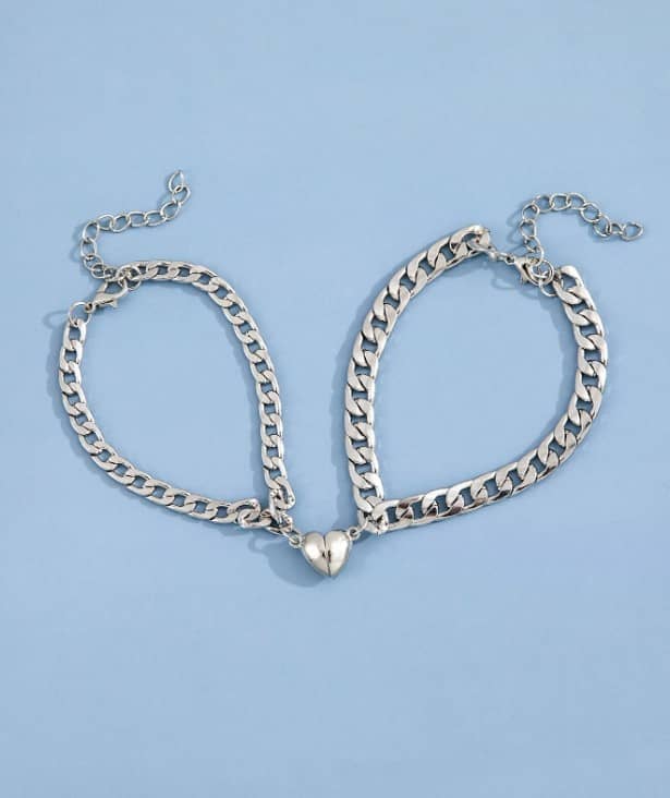 2 Piece Couples Bracelet Heart Shape Magnetic Set - Matching Bracelet Gift For Him/Her