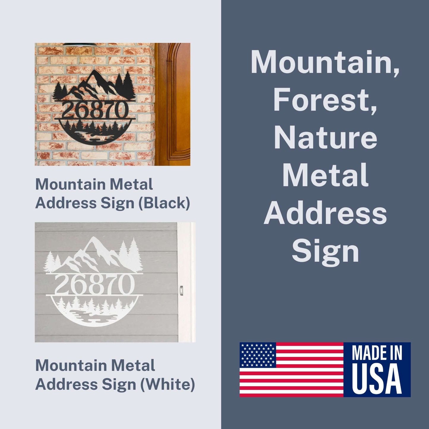 Personalized Mountain, Forest, Nature Landscape Metal Round House Number Sign