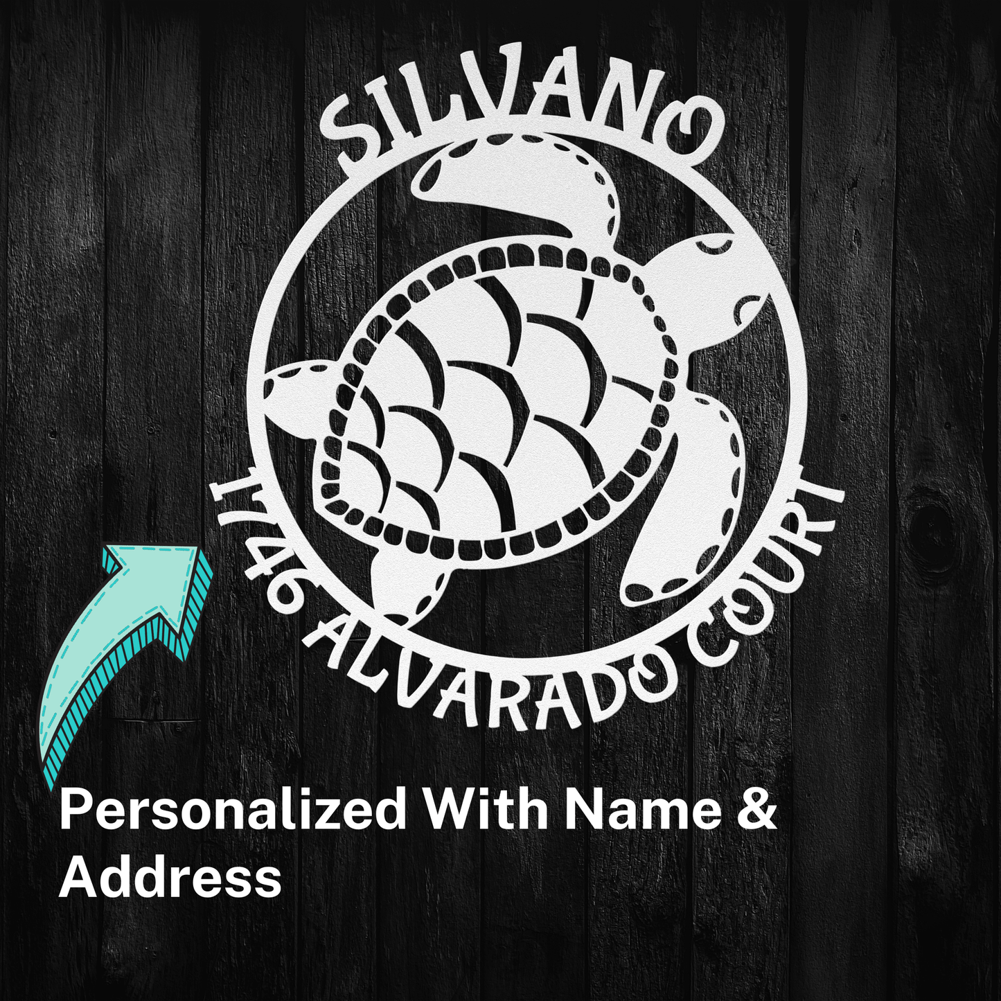 Sea Turtle House Address & Name Plaque - Personalized Turtle Sign