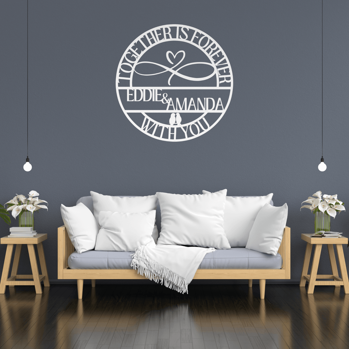 Personalized Heart Infinity Metal Wall Art Sign