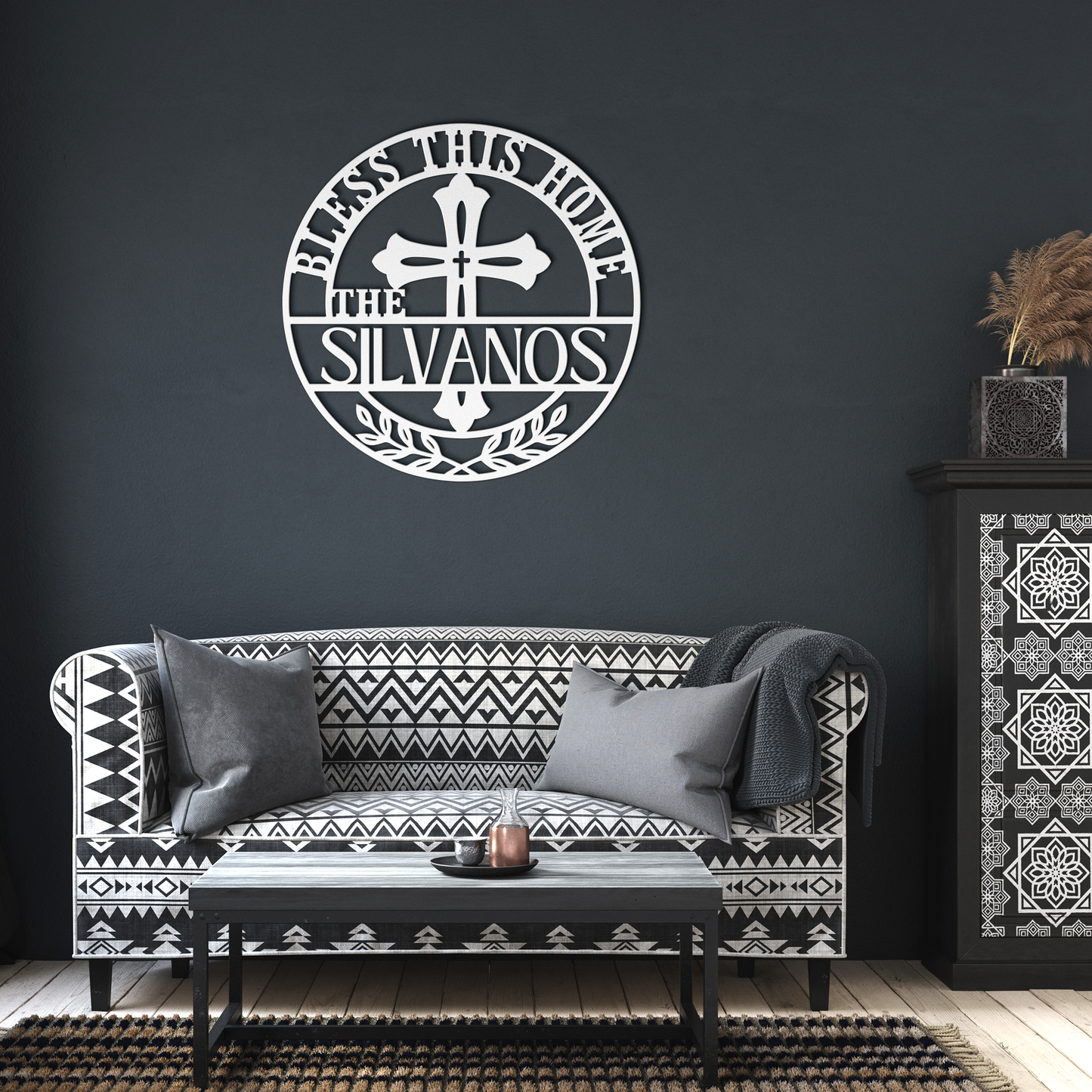 Bless This Home Metal Sign Personalized Family Name Wall Art