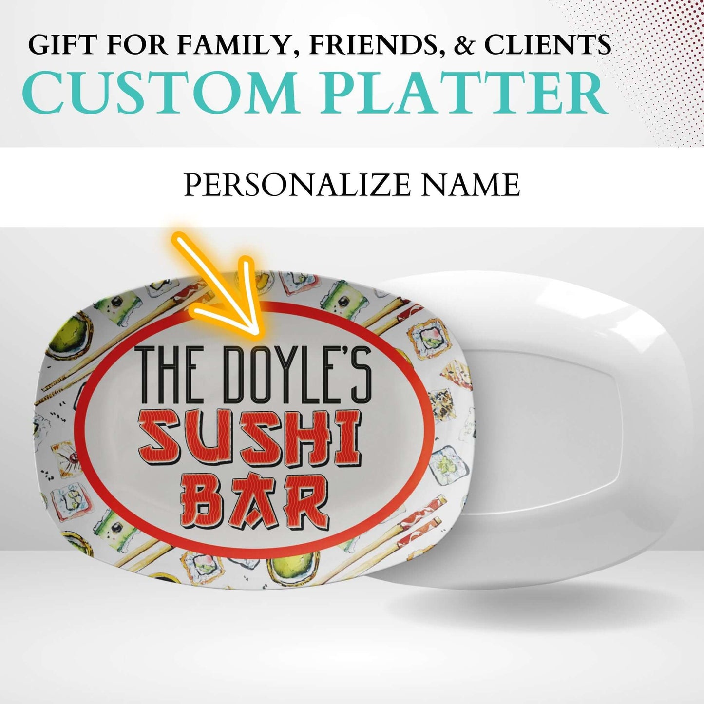 Personalized Sushi Serving Platter, Large Sushi Tray Customized
