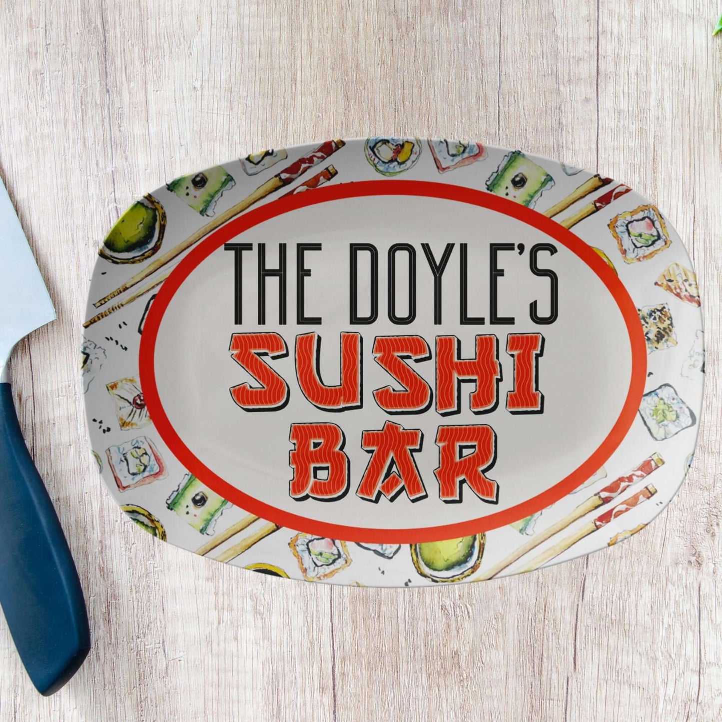 Personalized Sushi Serving Platter, Large Sushi Tray Customized