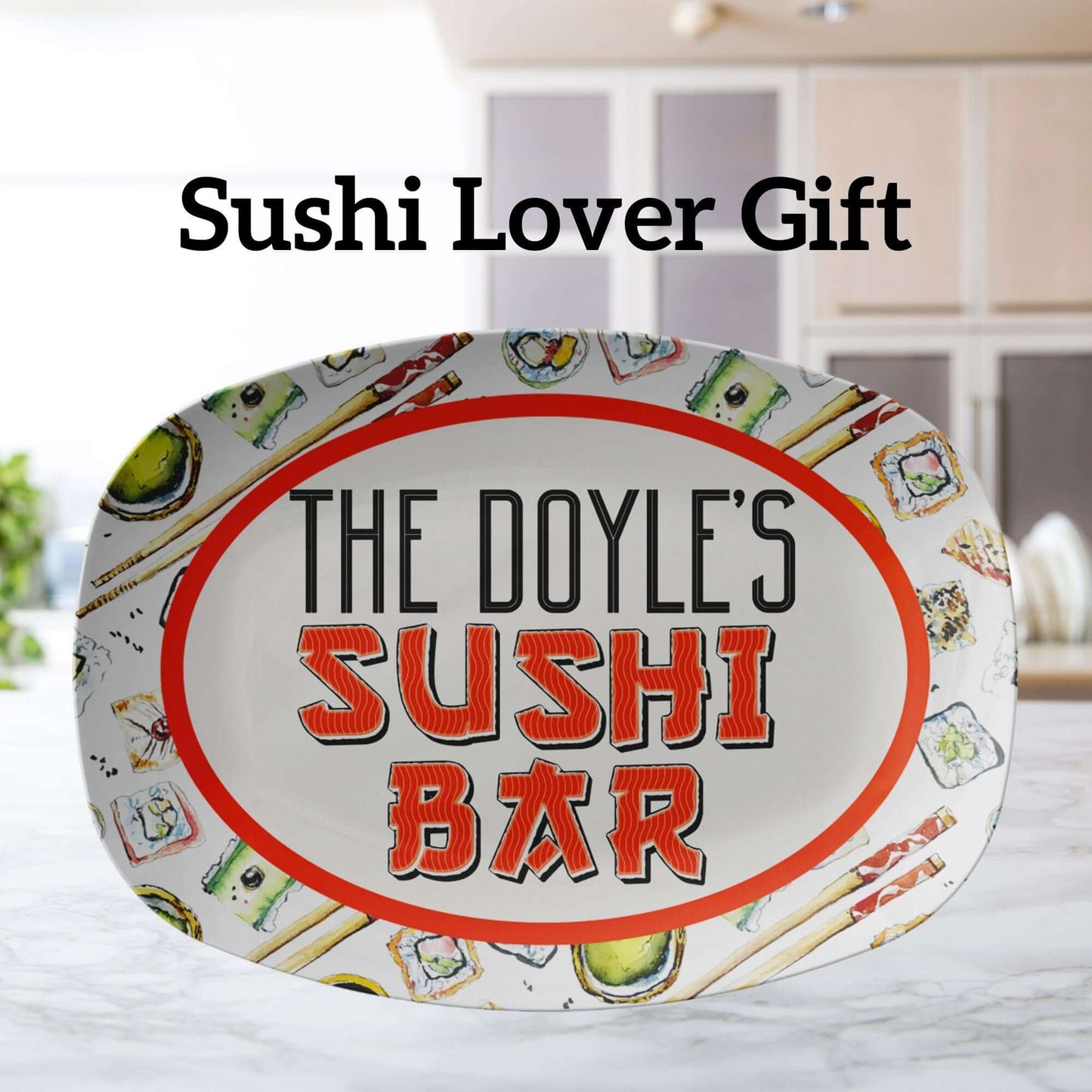 Personalized Sushi Serving Platter, Large Sushi Tray Customized