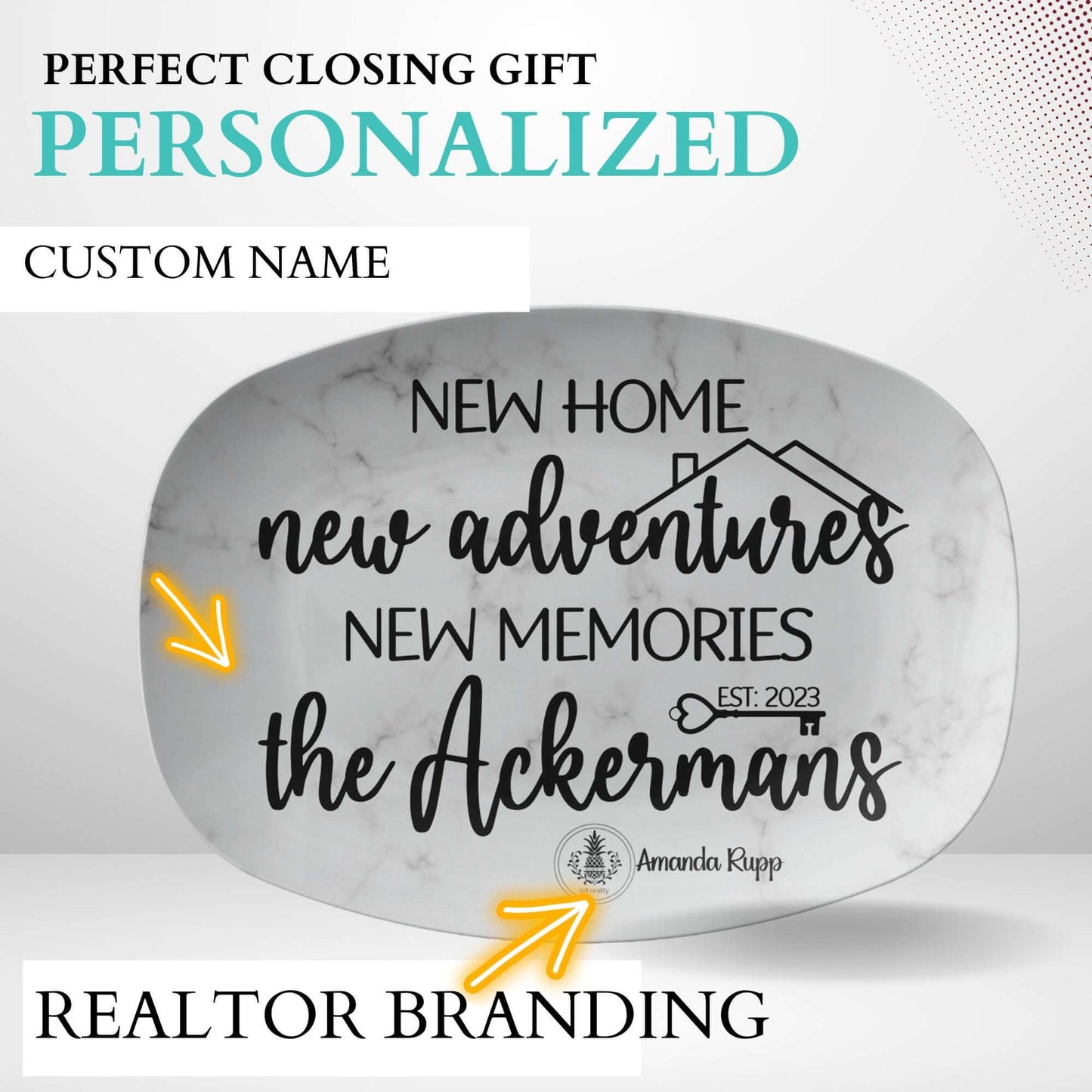 New Home New Adventures Housewarming Personalized Serving Platter