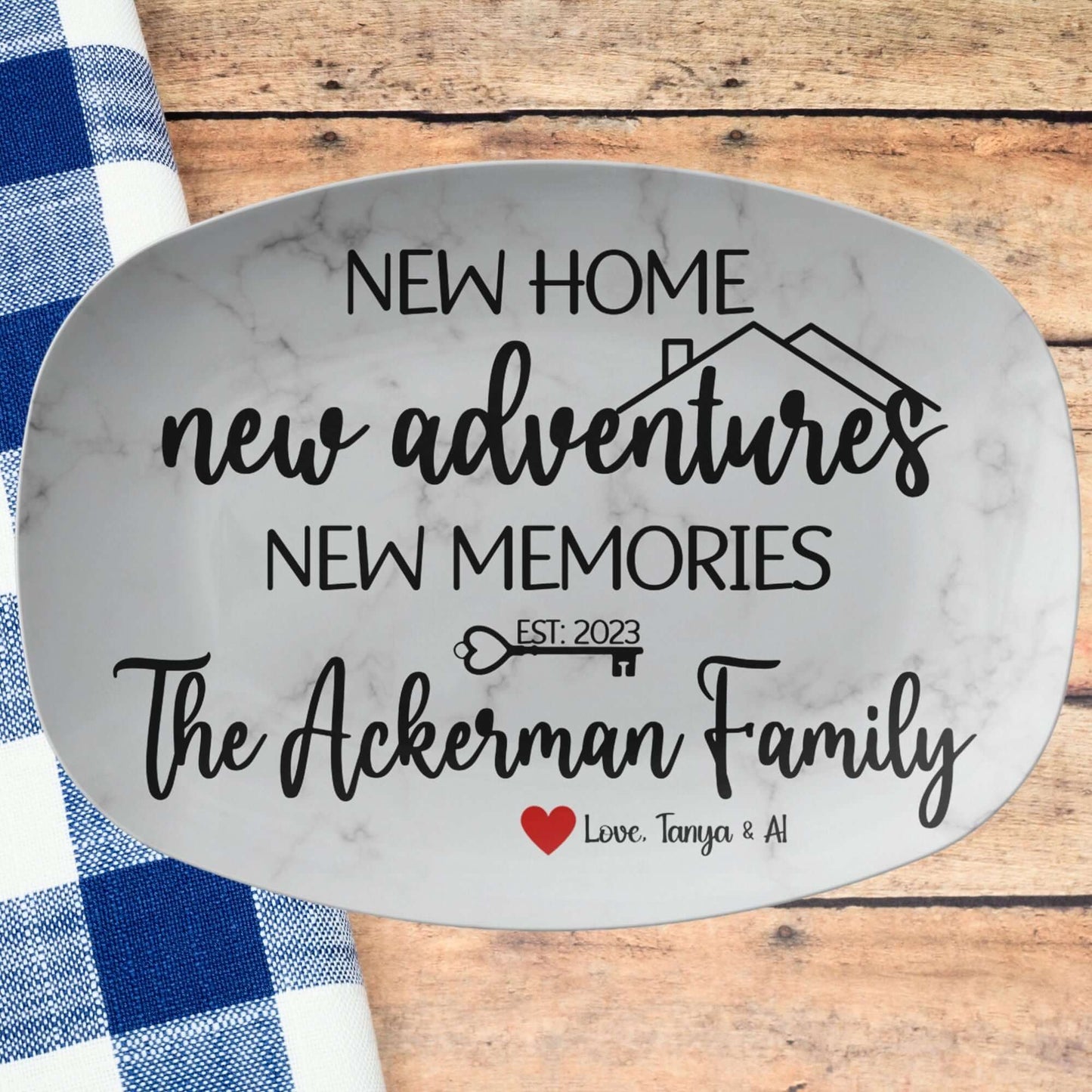 New Home New Adventures Housewarming Personalized Serving Platter
